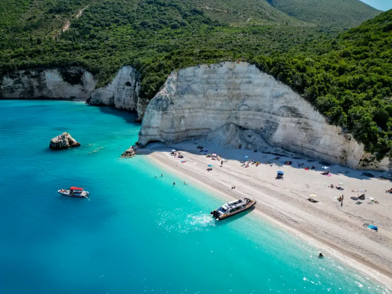 4K Boat Taxis Fteri Beach Kefalonia Cephalonia Greece