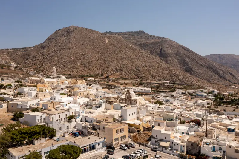 Aerial View Emporio Village Santorini Greece Aegeana Sea