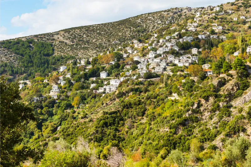 Aerial View Makrinitsa Village Pelion Greece
