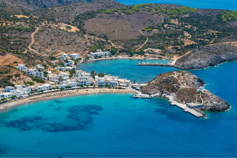 Aerial View On City Of Kapsali On Kythira Island Greece