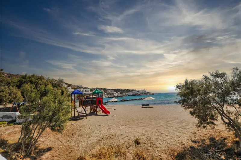 Beach Of Agios Georgios On Island Of Sikinos Spesso Indicata Come Skinos In Greece
