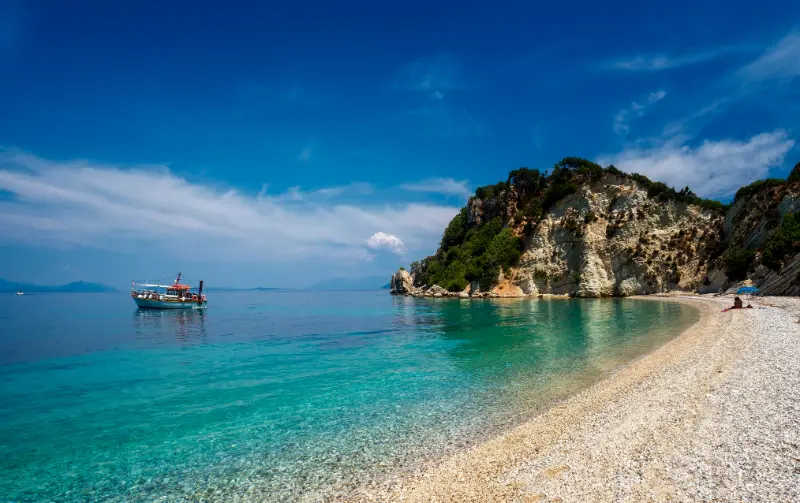 Beach Of Gidaki On Ithaca Island In Greece