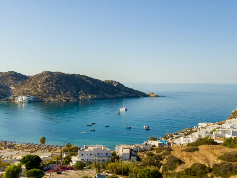Blue Sea Blue Sky Ios Island Greece View Beach Sunrise