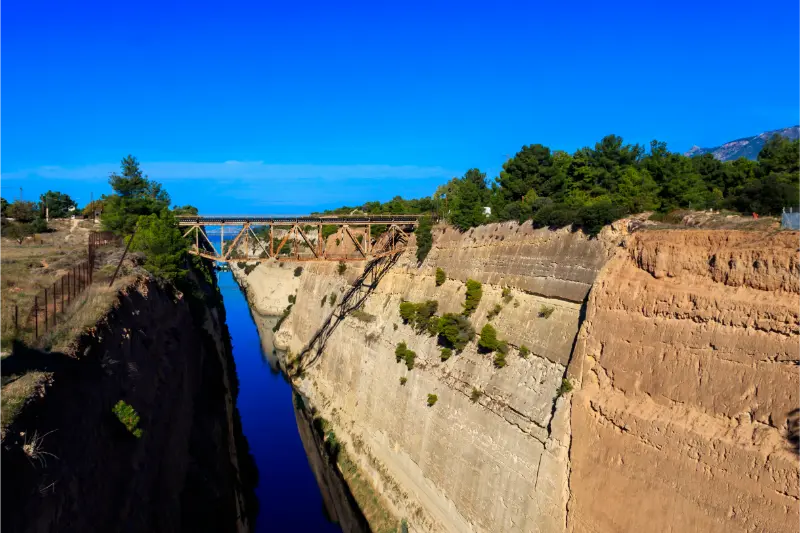 Corinth Canal Canal Connects Gulf Corinth With Saronic Gulf Aegean Sea Greece