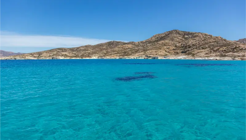 Cyclades Islands Kimolos Coastline Clear Transparent Water Greece