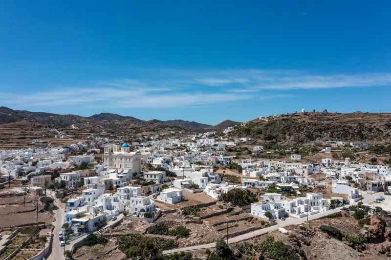 Greece Kimolos Island Cyclades Chorio Aerial Drone View