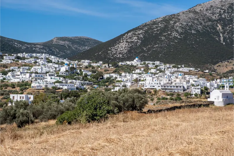 Greece Sifnos Island Artemonas Town Traditional Architecture Blue Sky