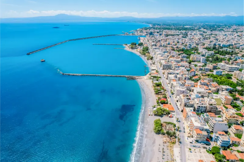 Kalamata Marina Port Aerial Kalamata City Blue Long Beach Messenia Peloponnese Greece
