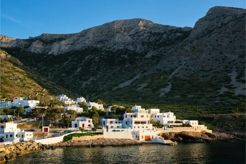Kamares Town With Traditional White Houses Sifnos Island Sunset Greece