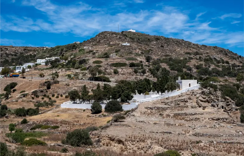 Kimolos Island Chora Village Cyclades Greece Cemetery Churchyard Nature Blue Sky