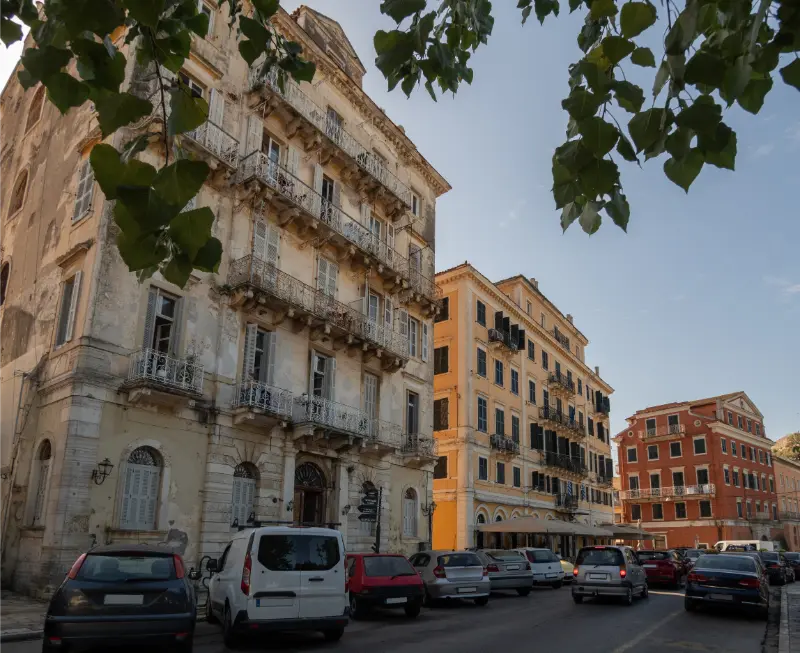 Narrow Streets Old Town Kerkyra Island Corfu Greece