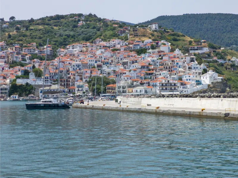 Panorama Skopelos Town Sporades Thessaly Greece