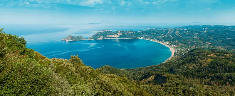 Panoramic View Ag Georgios Pagon Afionas Corfu Island Greece
