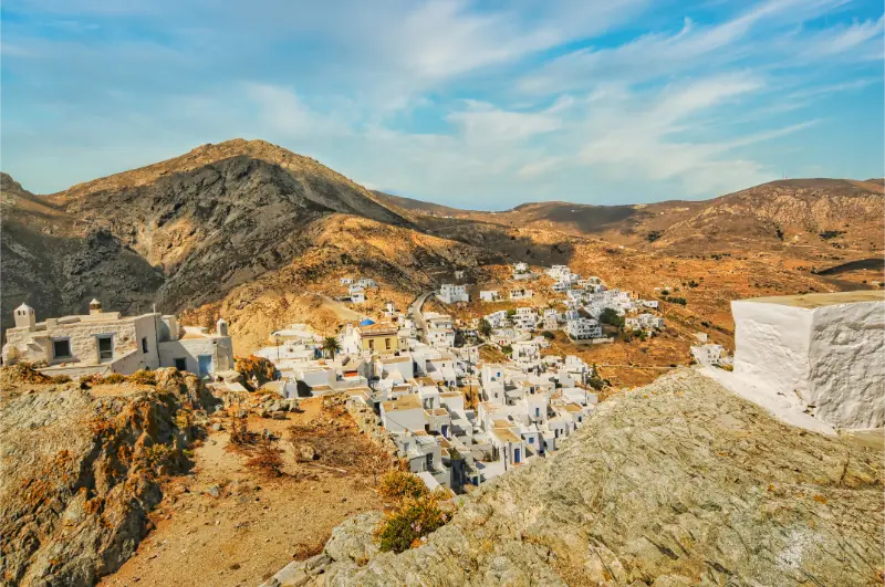 Panoramic View Traditional Chora Village Island Serifos Cyclades Greece