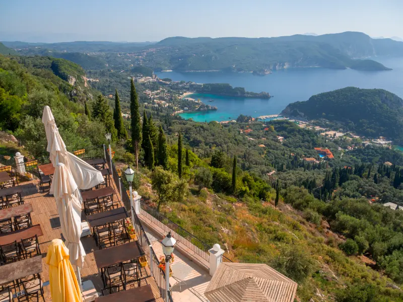 Panoramic View Viewpoint Resort Town Paleokastritsa Corfu Greece