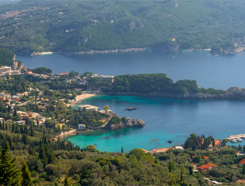 Panoramic View Viewpoint Resort Town Paleokastritsa Corfu Greece