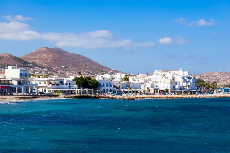 Parikia Town Aerial Panoramic View Paros Island Greece