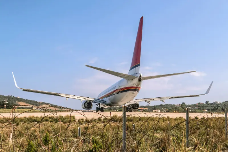 Passenger Plane Stands Runway Island Skopelos Greece