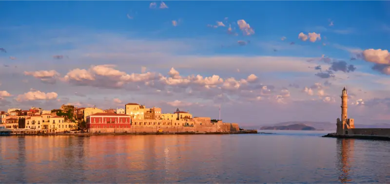 Picturesque Old Port Chania Crete Island Greece