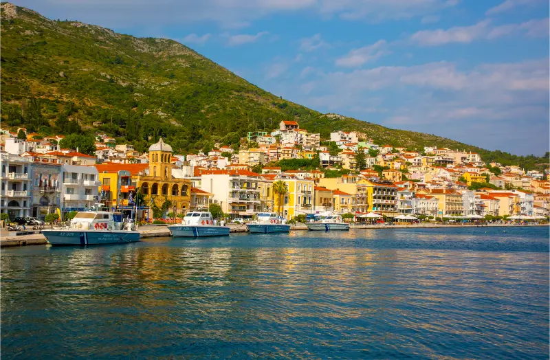 Samos Island Greece Pythagoreio Harbour View Pythagoreio Village Samos Island