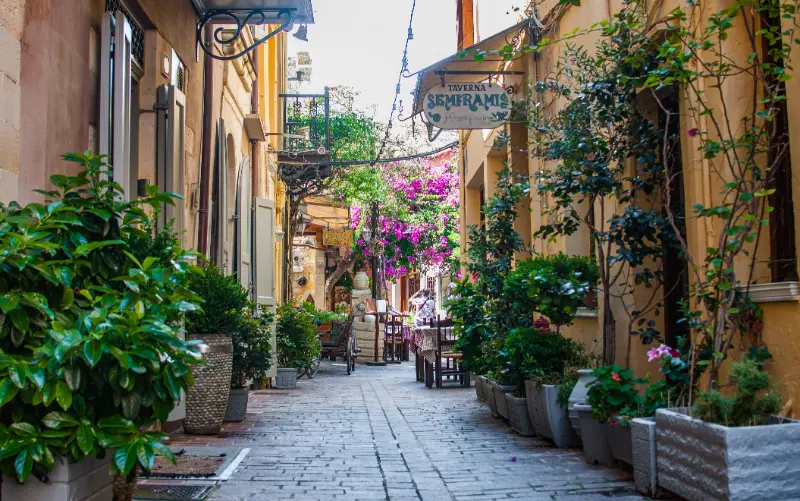 Street Old Town Rethymno Crete Greece