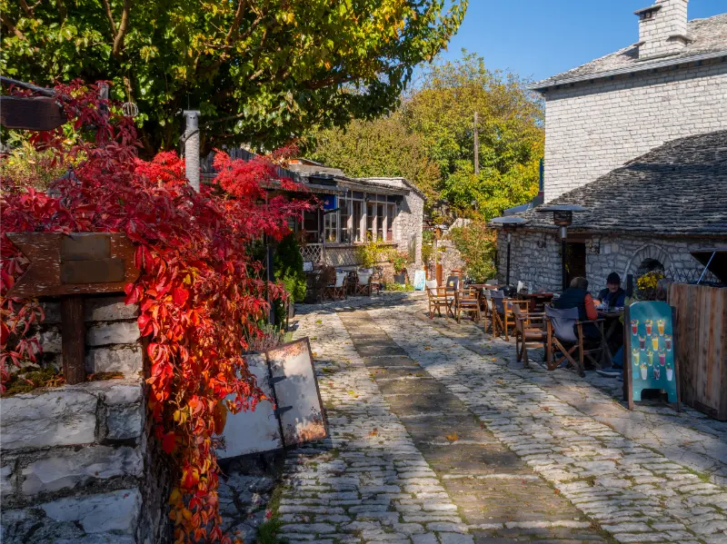 Streets Village Monodendri Mountains Epirus Greece