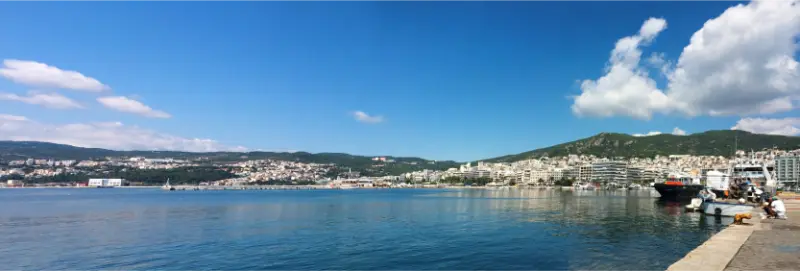 Thasos Island Greece Kavala City Cityscape Panorama