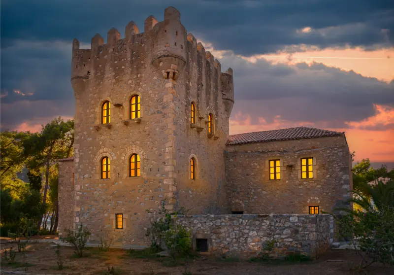 Tzannetakis Tower Gytheio Peloponnese Greece Sunset