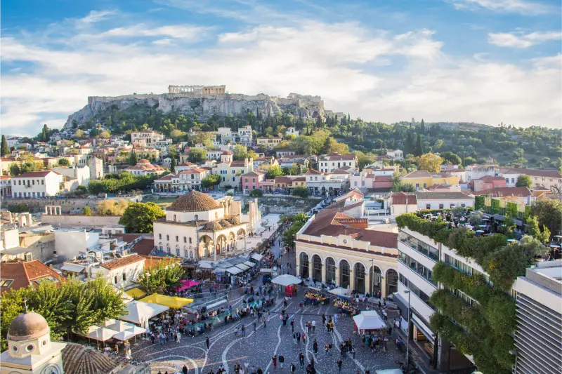 View Acropolis Monastiraki Area Athens Greece