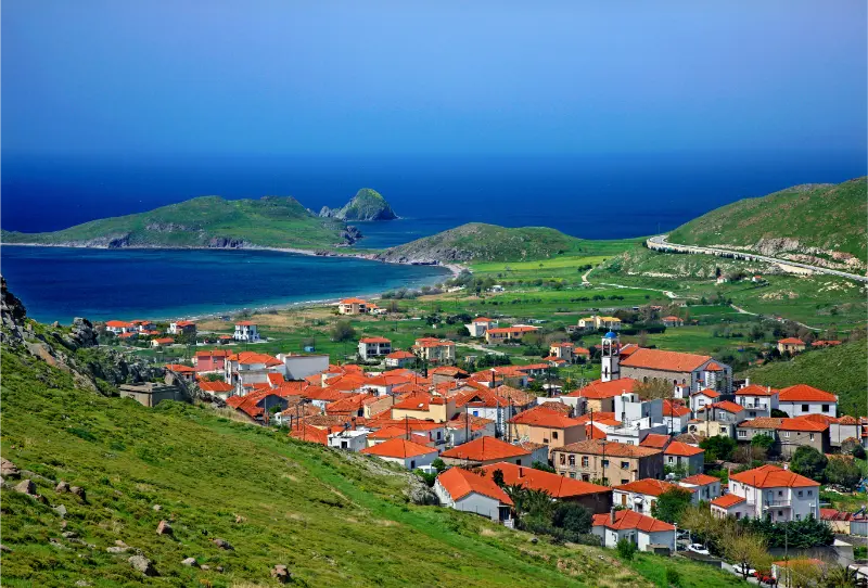 Village Of Platy Island Of Lemnos Greece