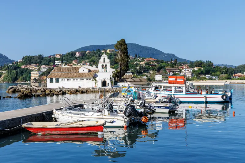 Vlacherna Monastery Mediterranean Sea Corfu Island Greece