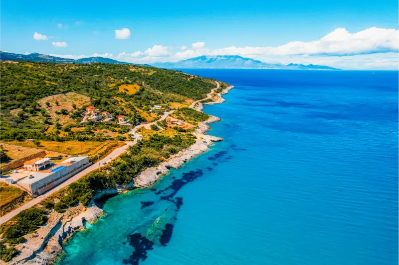 Xigia Beach Zakynthos Island Greece Views Azure Sea Water Nature With Cliffs